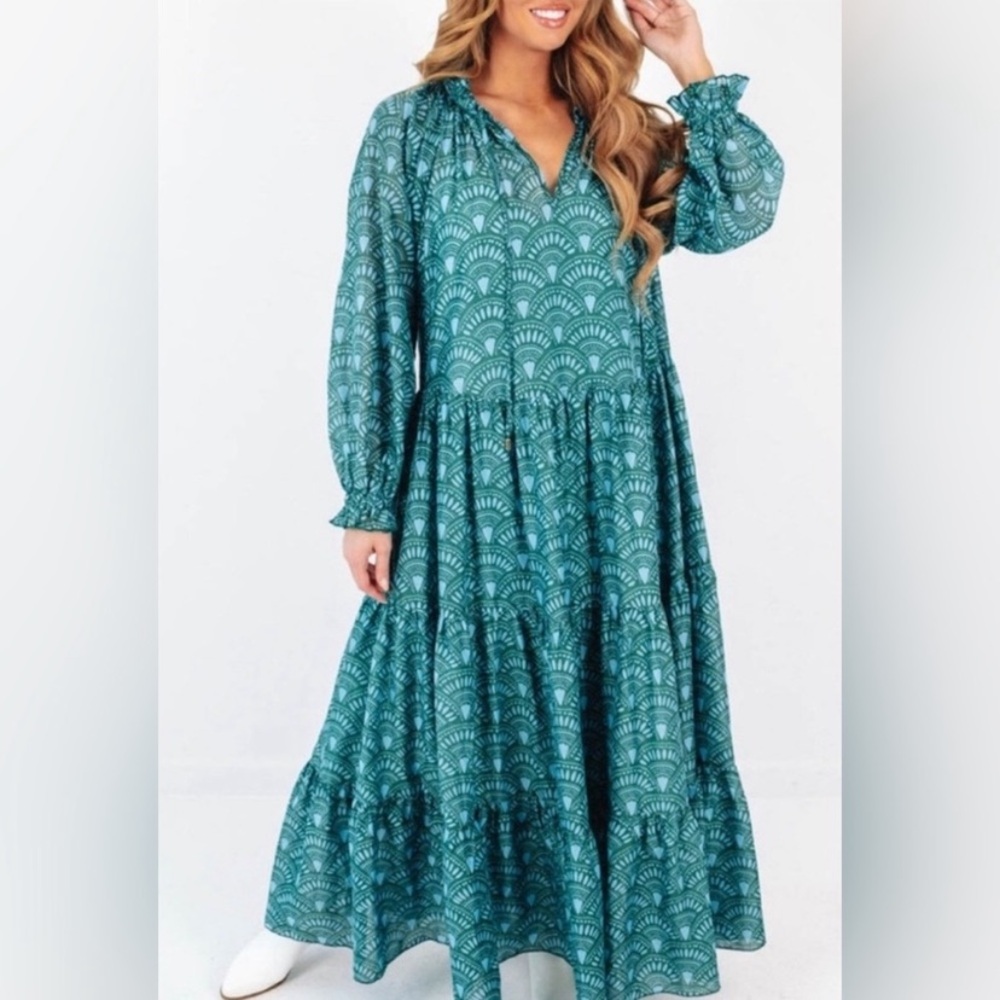 J.Marie Teal Nora Maxi Dress